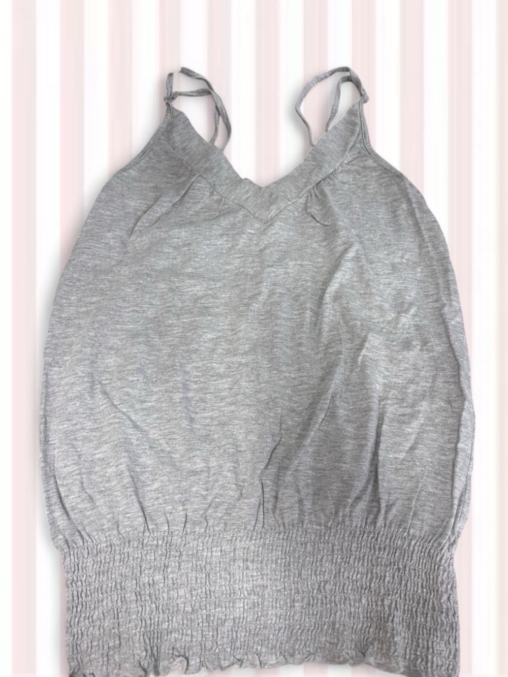 Women's Heather Gray Smocked-Hem Cami Tank Top
